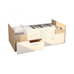 Купить Кровать ′Умка′ 0,8*1,6 м с бортиком и ящиками - Дуб сонома / МДФ белый глянец - Vlarnika